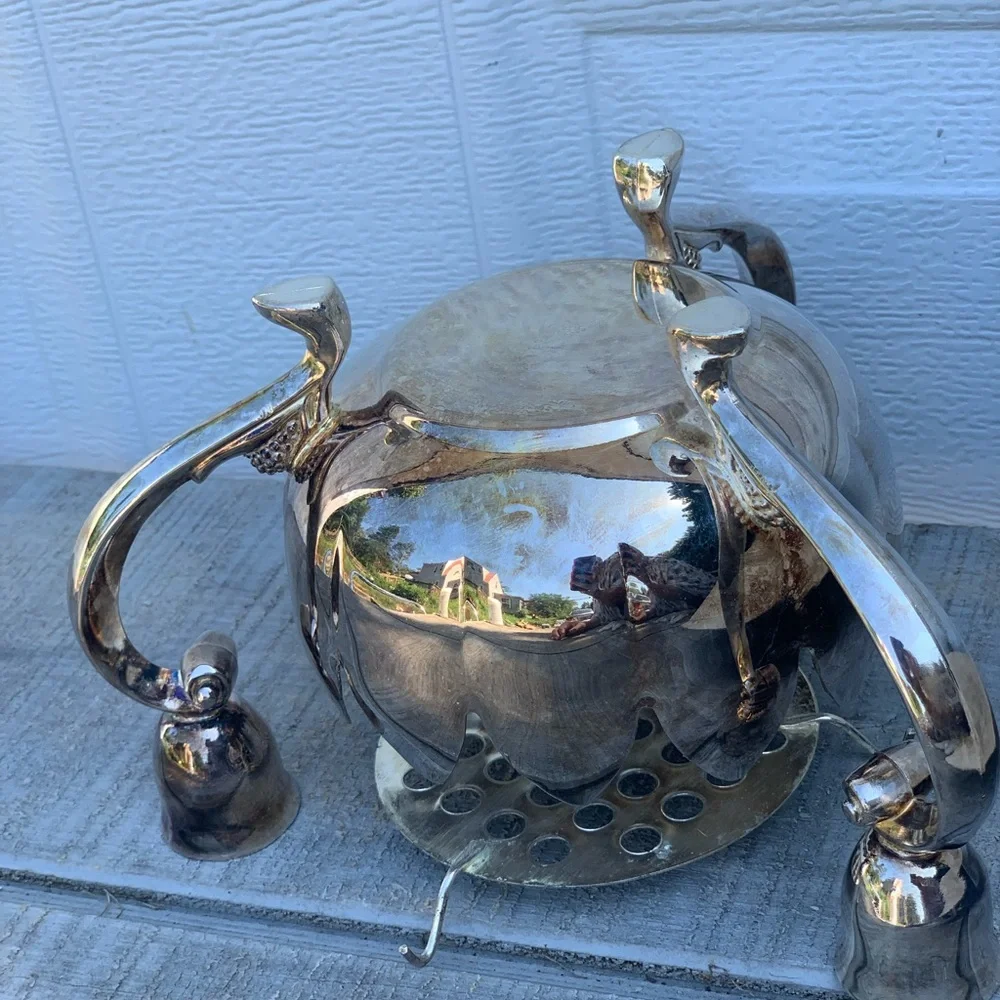 Vintage Brass Lotus 3 Arm Candelabra W/Flower Bowl & Candles/Holder Sliverplated